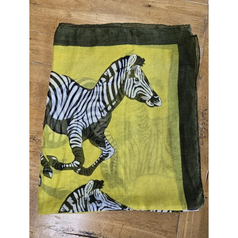Zebra Print Lightweight Sheer Scarf in Yellow and Olive